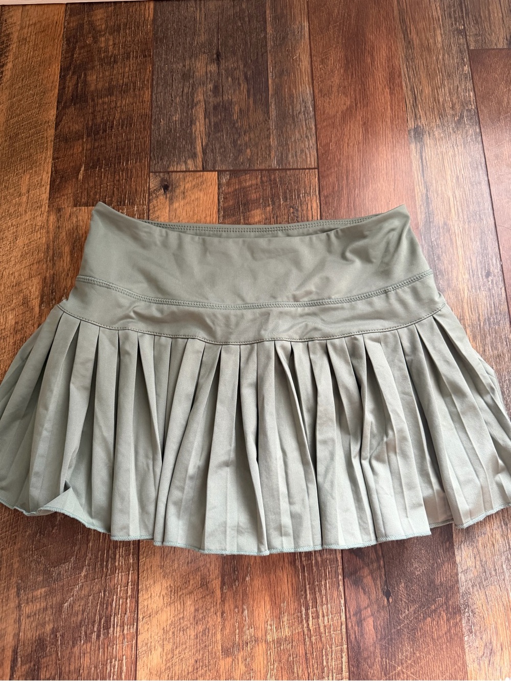 Pleated Olive Green Gold Hinge Women's Skirt